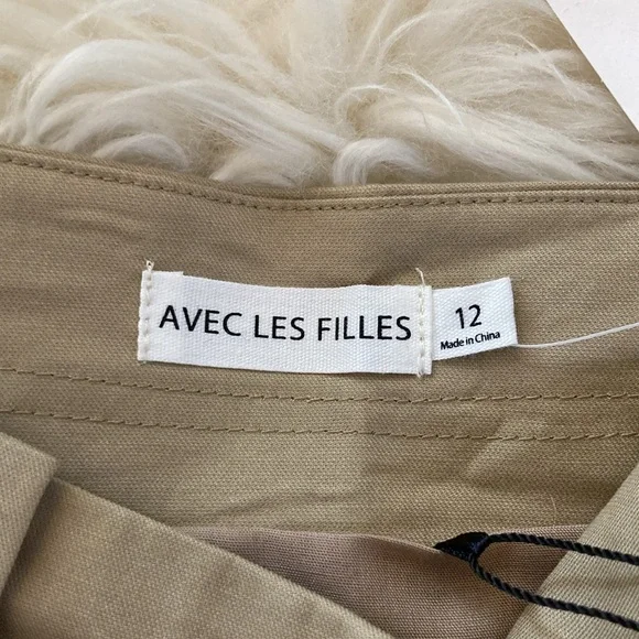 Avec Les Filles Pleated Preppy Mini Skirt in Safari Khaki - Picture 4 of 13